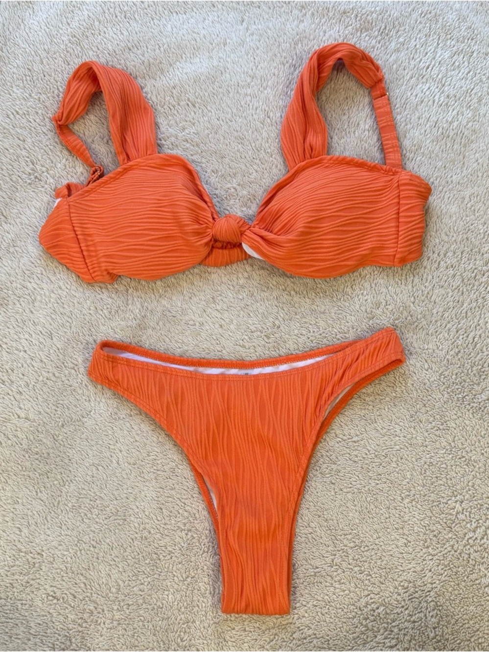 Zaful Textured Bikini - Orange